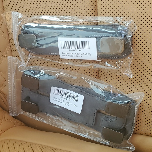 Car seat Headrest Hooks, gray, leather - Picture 4 of 5